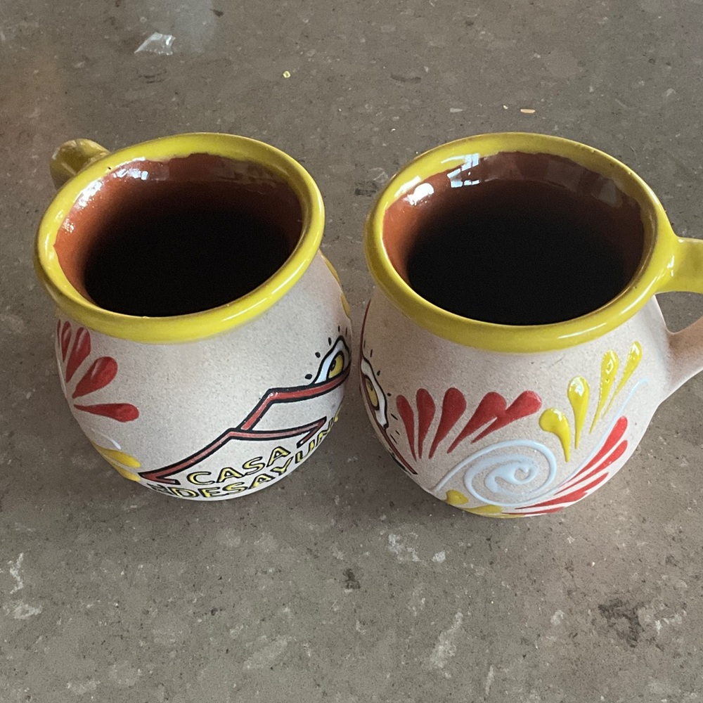 Handcrafted Yellow and Brown Ceramic Mugs